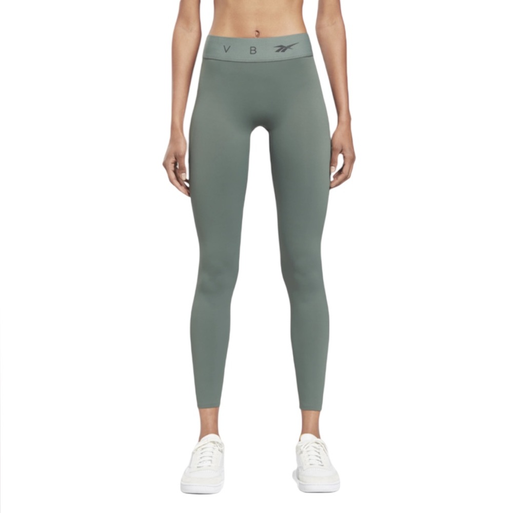 Reebok X Victoria Beckham Chalk Green High Waist Logo Leggings SZ S Athleisure